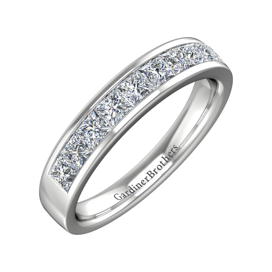 Princess Cut 9 Stone Diamond Wedding Band gardiner-brothers 0.12cts Platinum