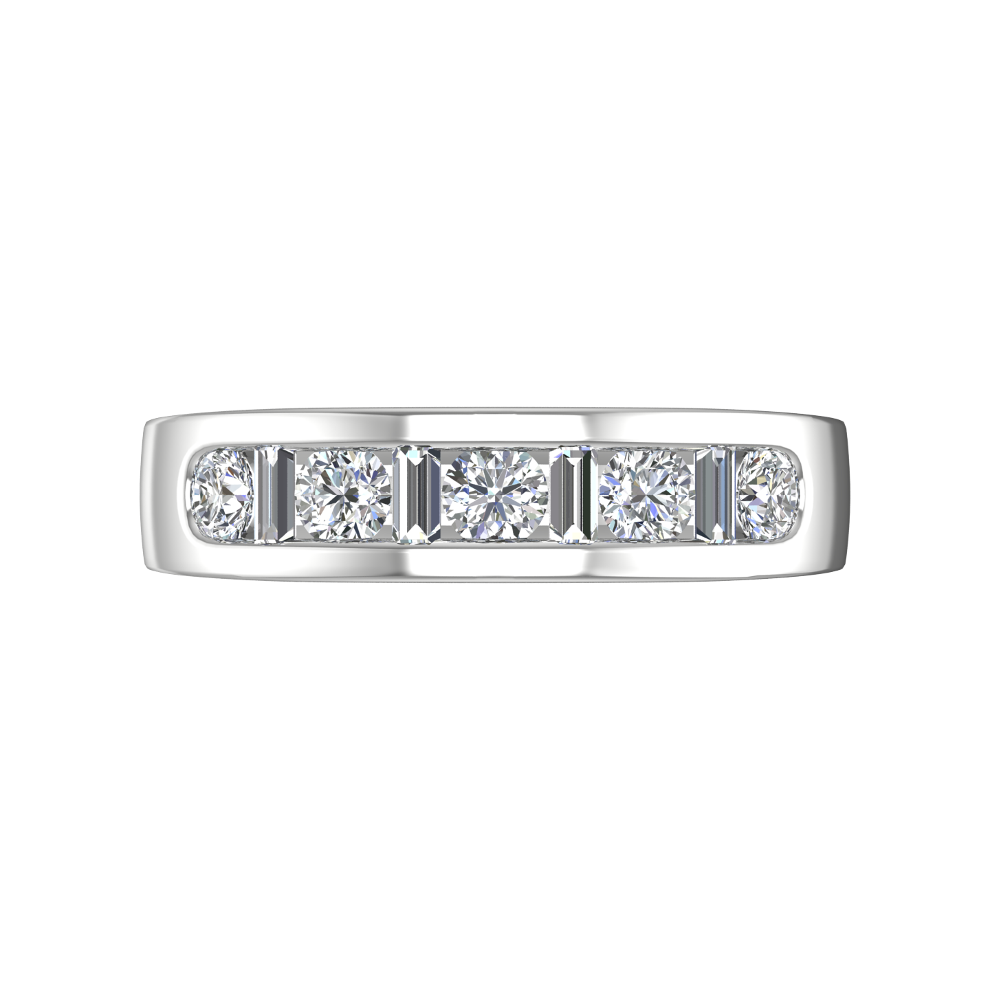 Round Brilliant and Baguette Cut 9 Stone Diamond Wedding Band gardiner-brothers