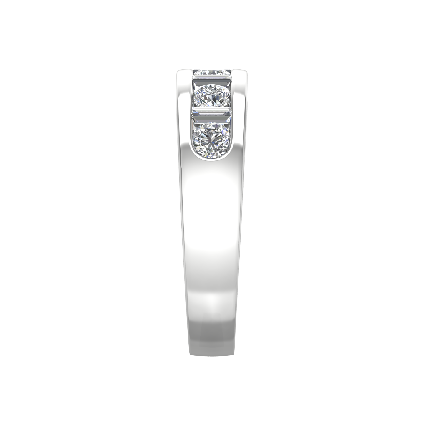 Round Brilliant and Baguette Cut 9 Stone Diamond Wedding Band gardiner-brothers