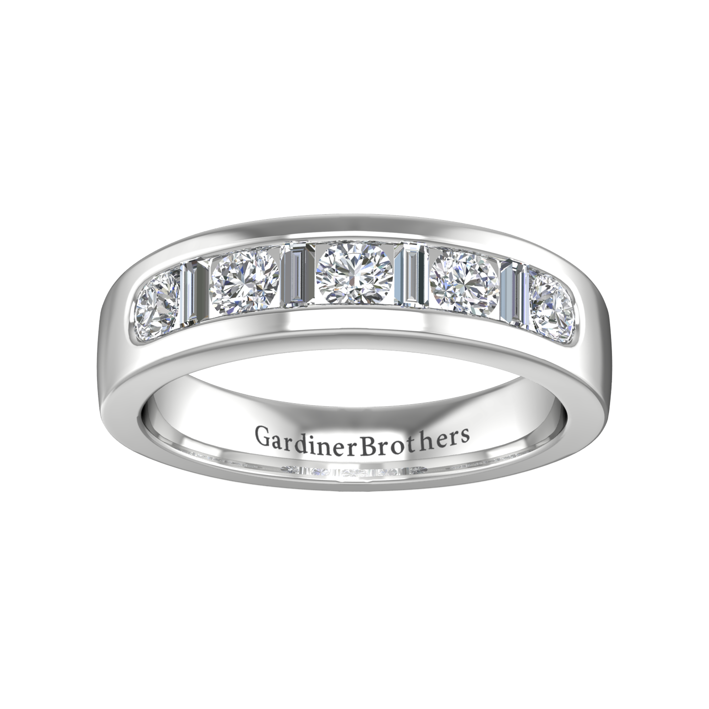 Round Brilliant and Baguette Cut 9 Stone Diamond Wedding Band gardiner-brothers