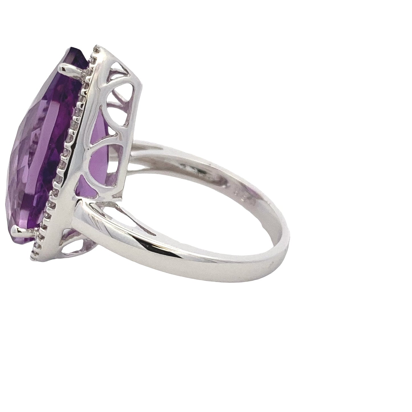 Pear Shaped Amethyst and Diamond Halo Ring Gardiner Brothers