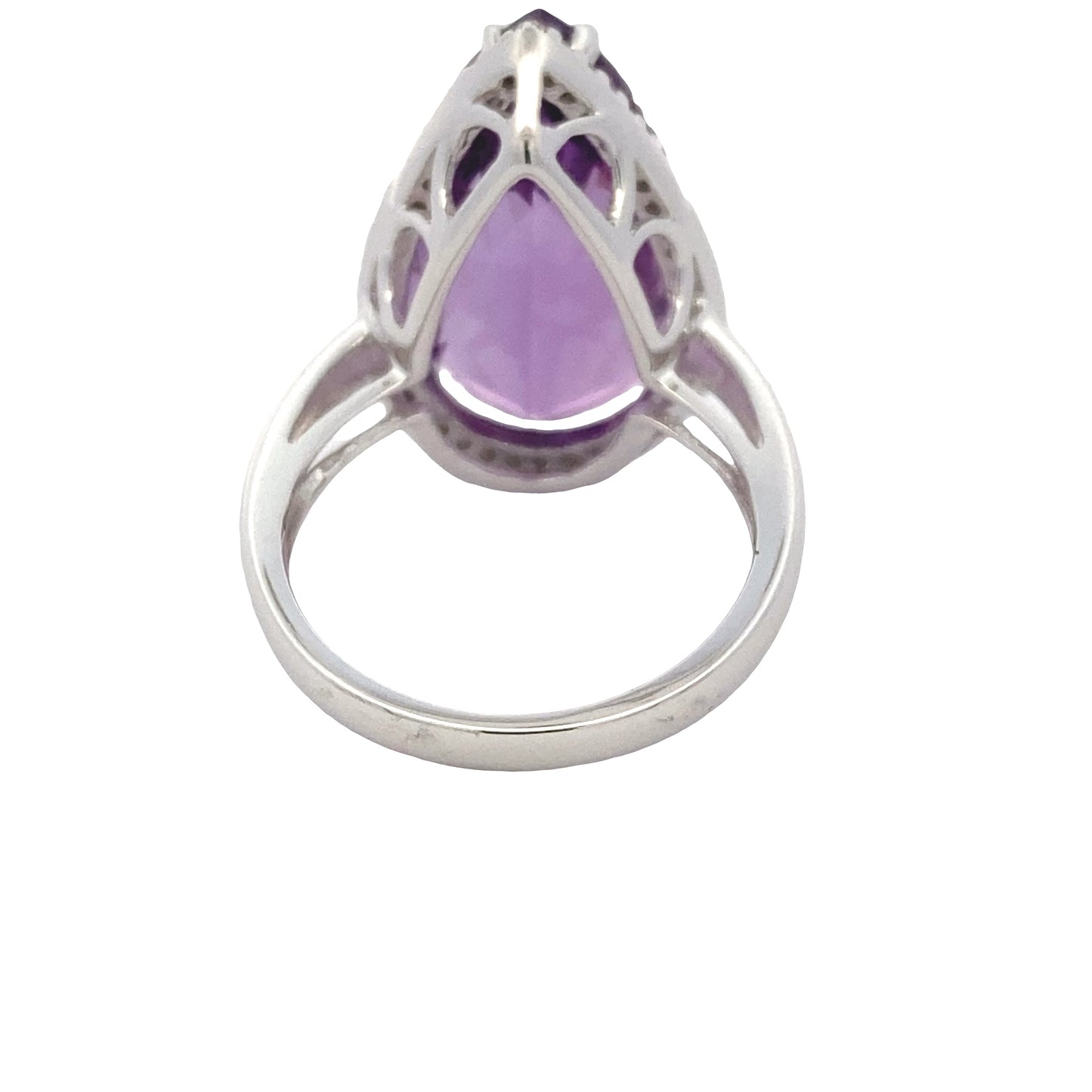 Pear Shaped Amethyst and Diamond Halo Ring Gardiner Brothers