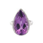 Pear Shaped Amethyst and Round Brilliant Cut Diamond Halo Ring Gardiner Brothers