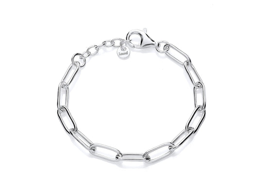 Silver Small Open Oblong Link Bracelet  Gardiner Brothers   