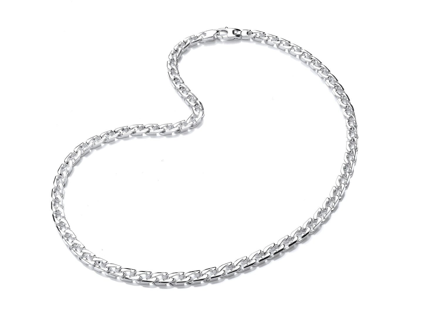 Silver Chamfered Curb Link Necklace  Gardiner Brothers