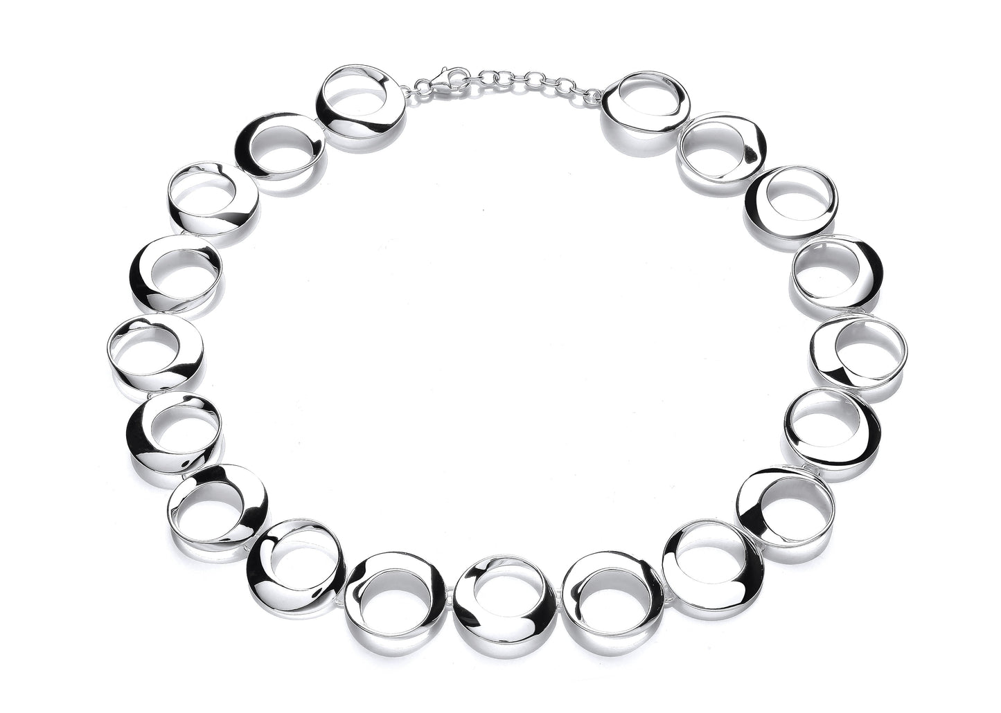 Silver Polish Oblique Circles Necklace  Gardiner Brothers