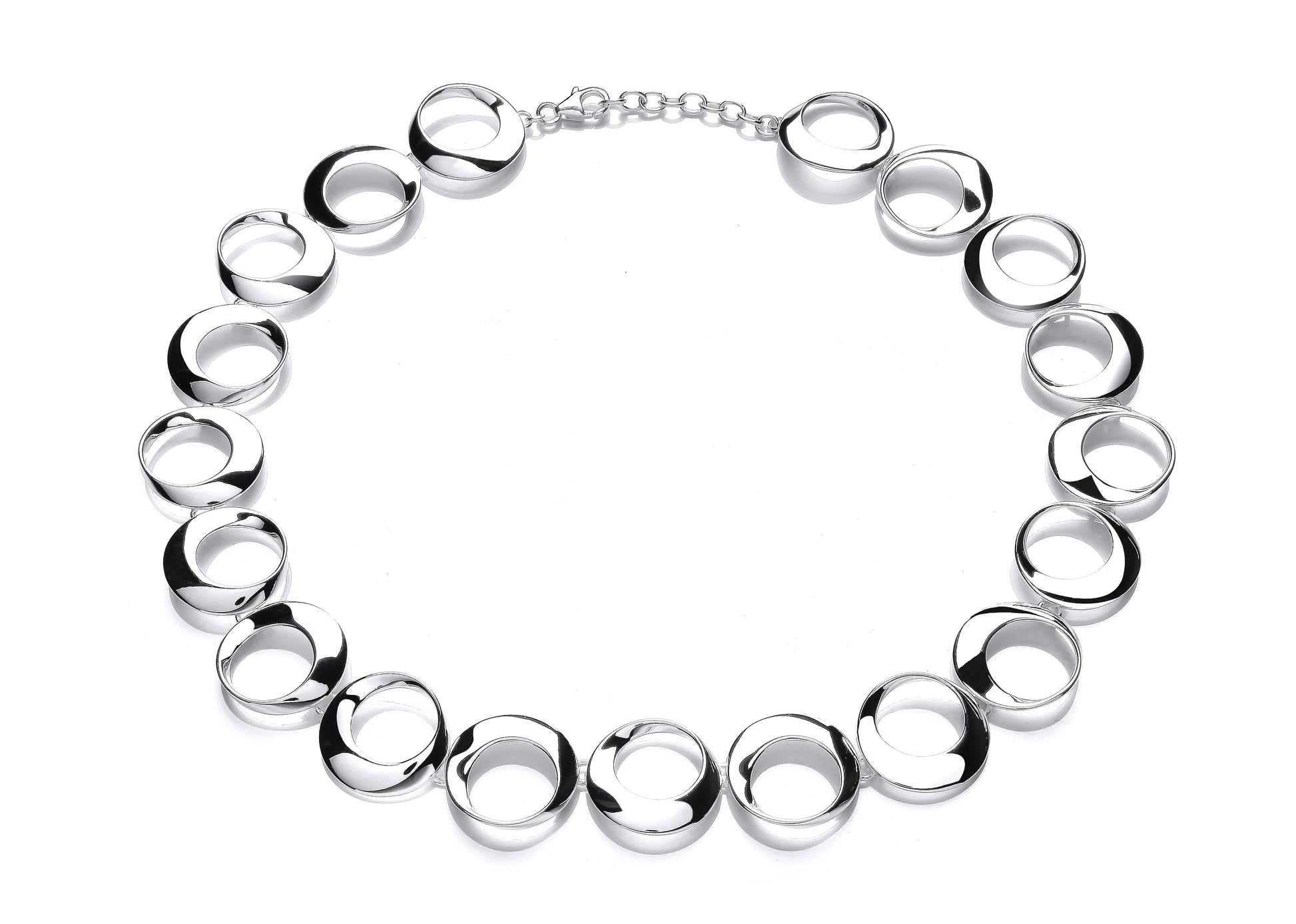 Silver Polish Oblique Circles Necklace  Gardiner Brothers