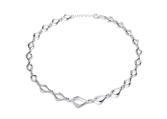 Silver Twisted Wavy Link Necklace  Gardiner Brothers