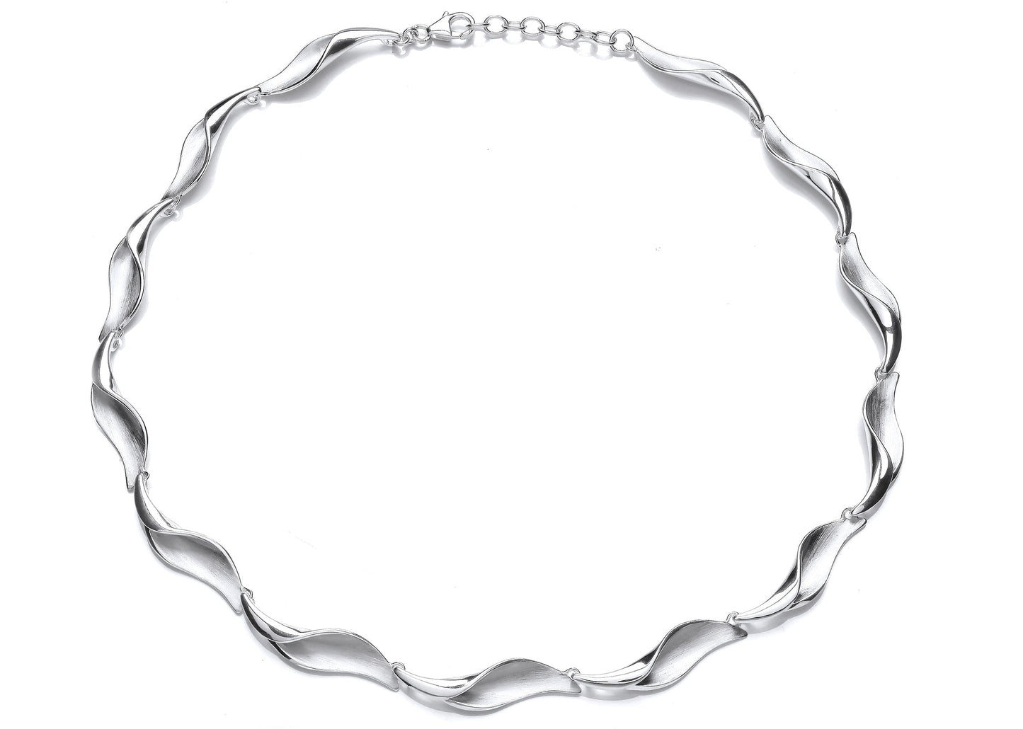 Silver Curved Leaf Link Necklace Gardiner Brothers