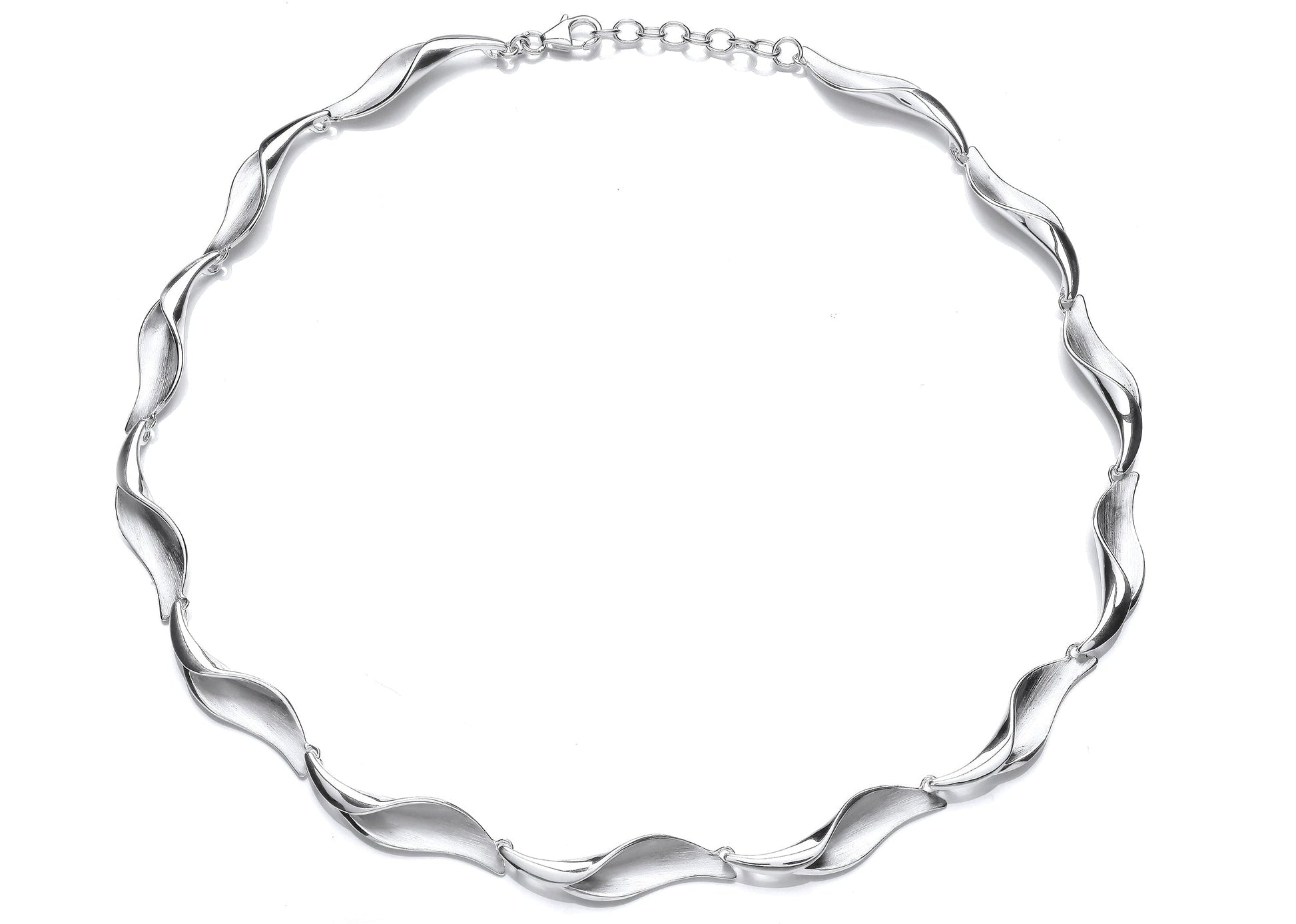 Silver Curved Leaf Link Necklace Gardiner Brothers