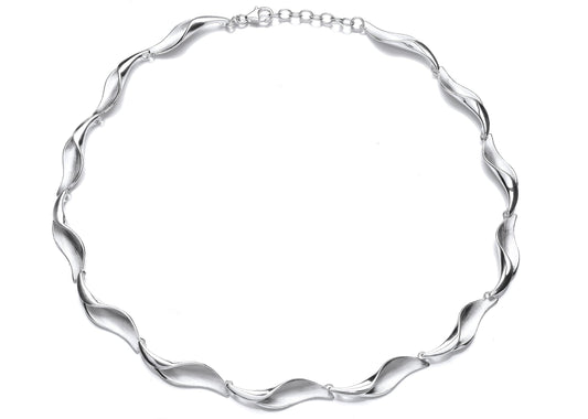 Silver Curved Leaf Link Necklace Gardiner Brothers
