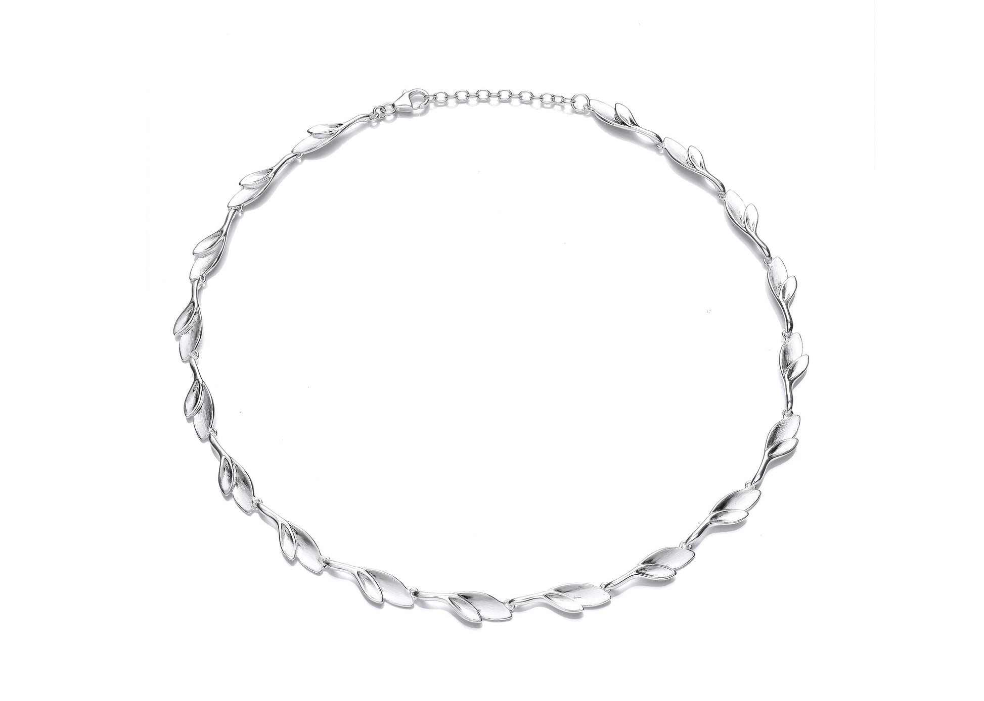 Silver Small Double Leaf Link Necklace  Gardiner Brothers