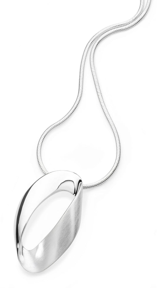 Silver Oval Twist Pendant  Gardiner Brothers