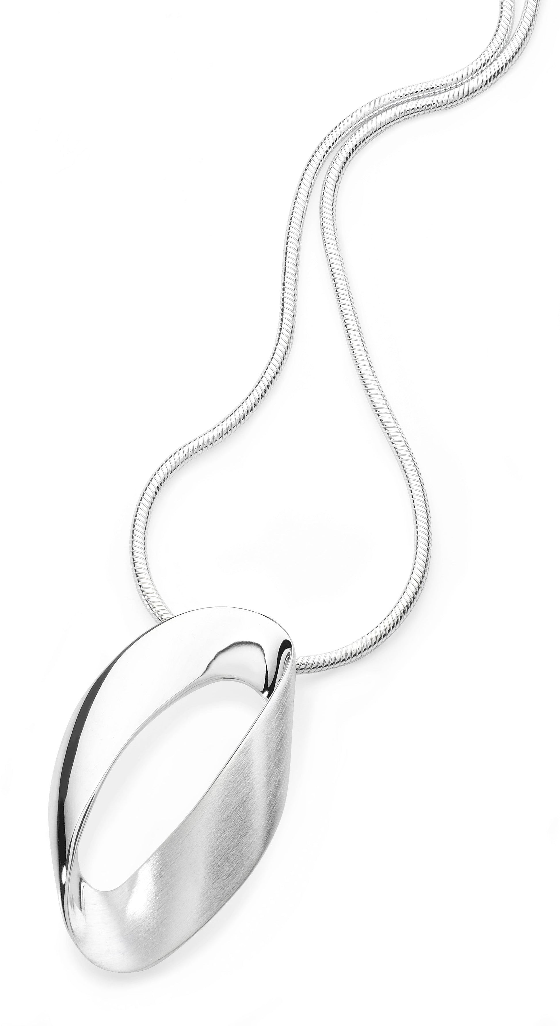 Silver Oval Twist Pendant  Gardiner Brothers   