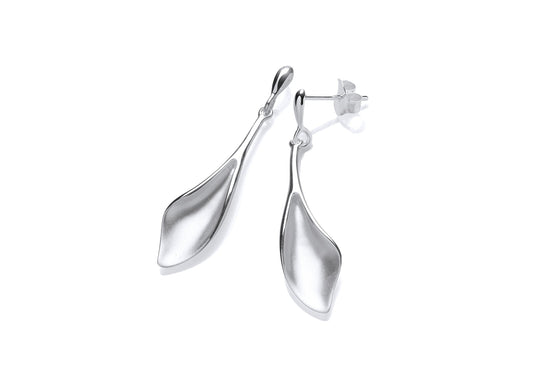 Silver Concave Leaf Drop Earrings  Gardiner Brothers   