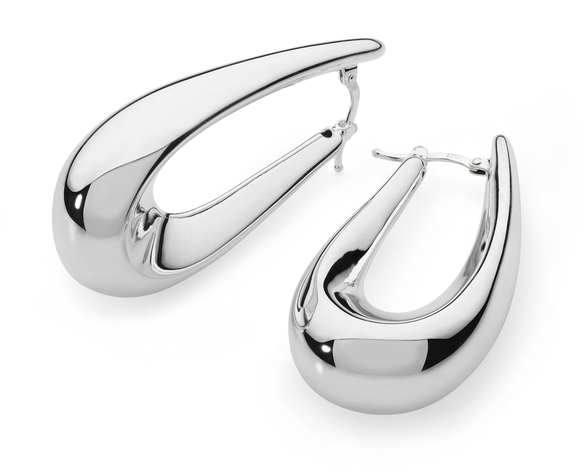 Silver Long Tapered Bulbous Hoop Earrings  Gardiner Brothers