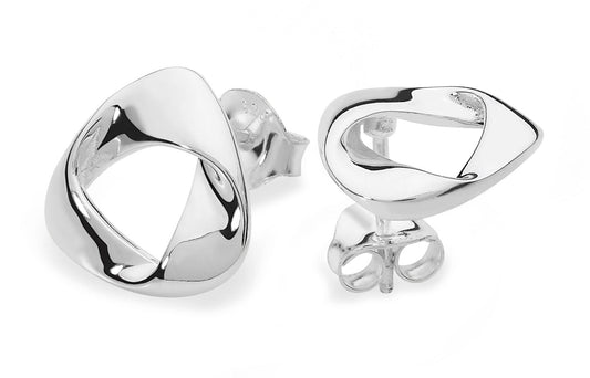 Silver Cushion Shape Open Stud Earrings  Gardiner Brothers   