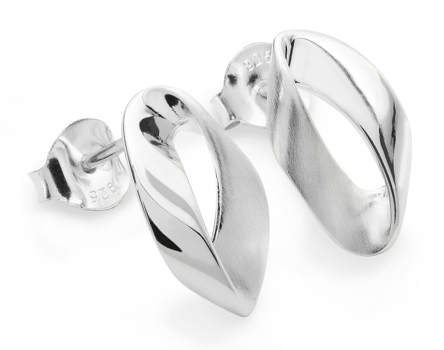 Silver Oval Twist Ribbon Stud Earrings  Gardiner Brothers