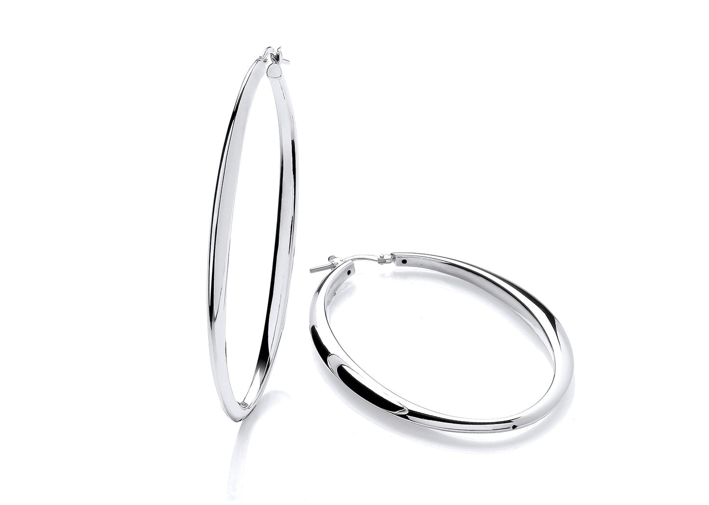 Silver Large Oval Hoop Earrings  Gardiner Brothers