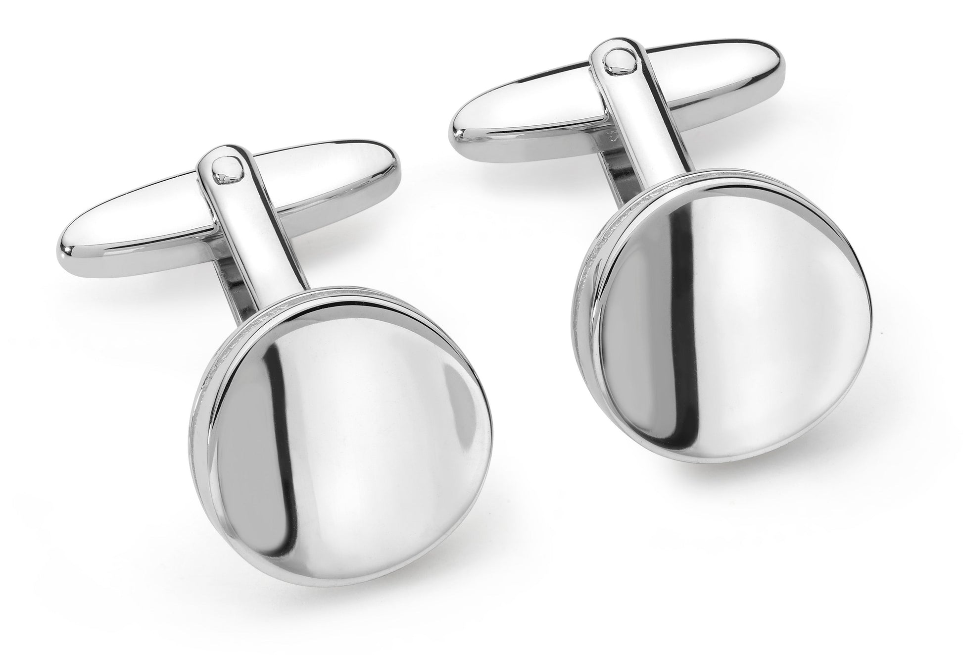 Silver Round Dished Swivel Cufflinks  Gardiner Brothers