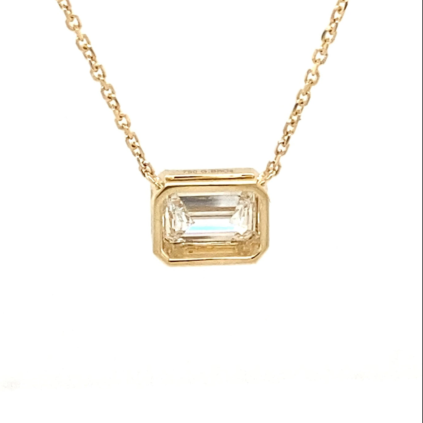 Emerald cut Diamond Rub-over style pendant - 0.99cts  Gardiner Brothers   