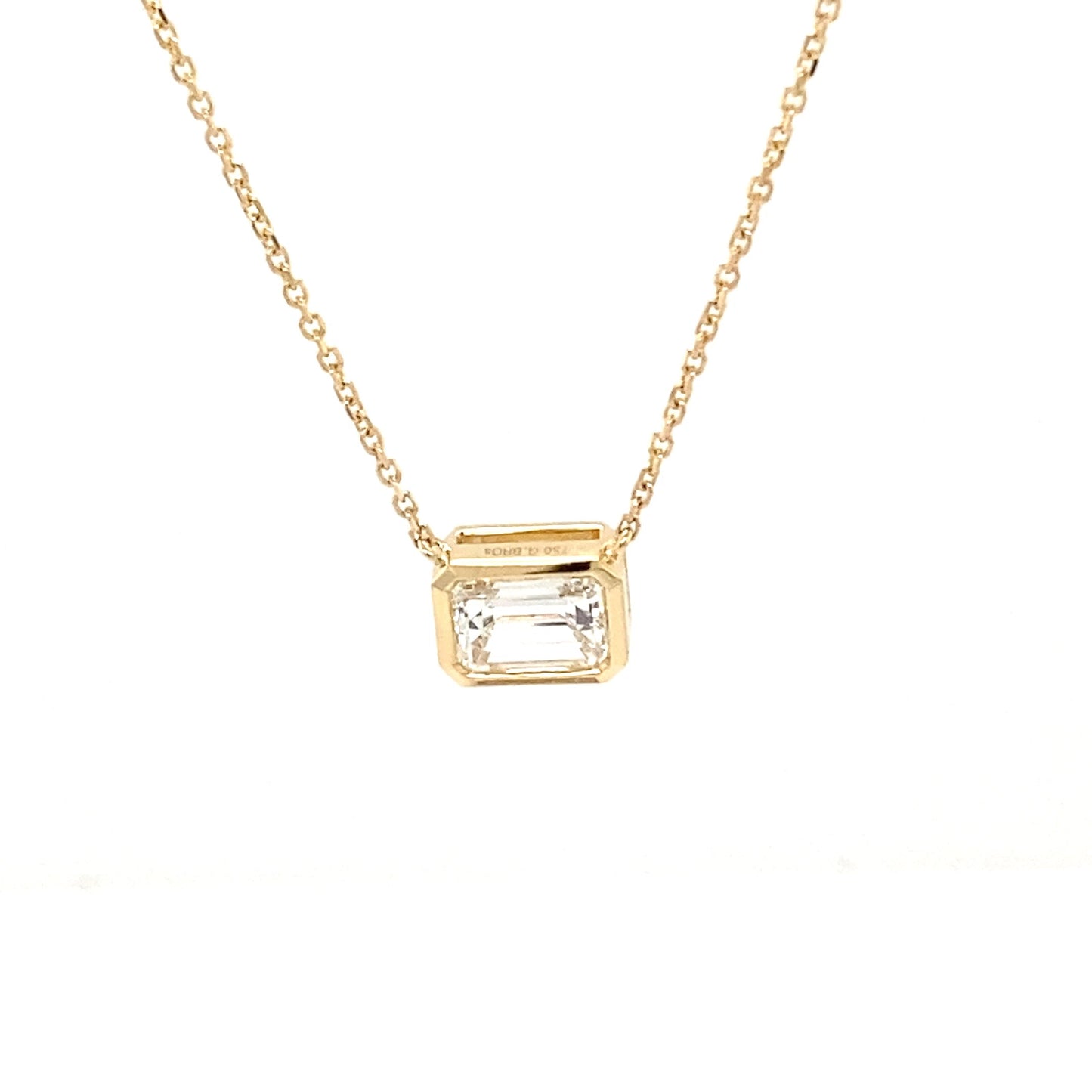 Emerald cut Diamond Rub-over style pendant - 0.99cts  Gardiner Brothers   