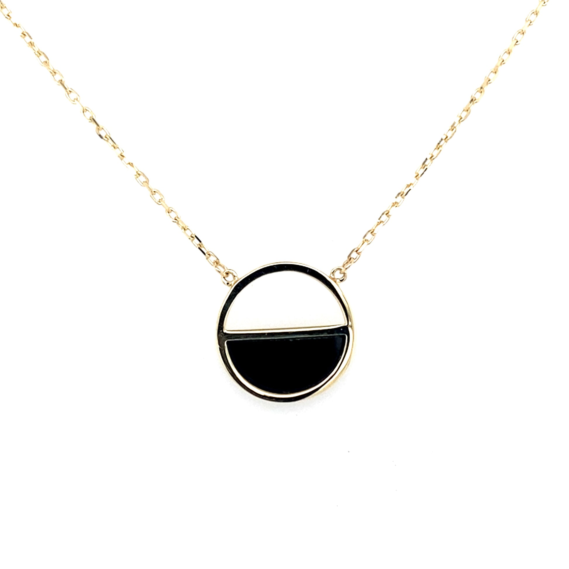 Yellow Gold Onyx Half Circle Necklet  Gardiner Brothers   