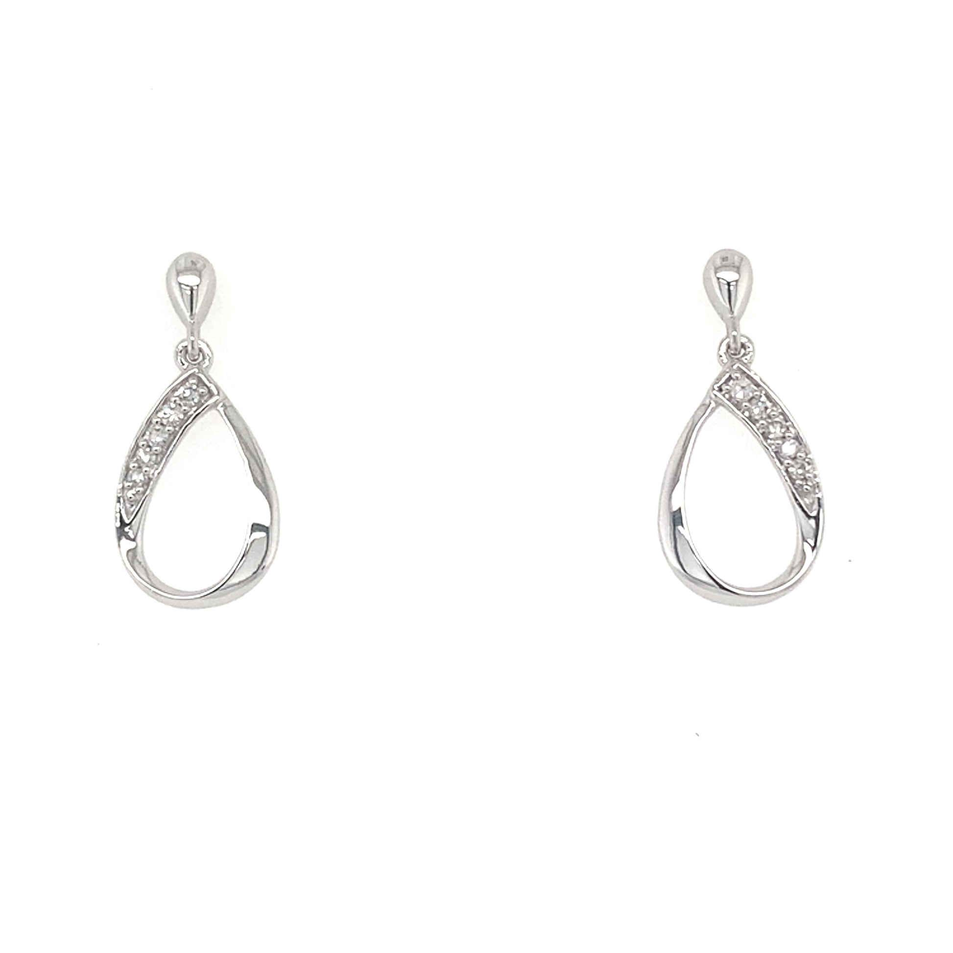 White Gold Open Teardrop Diamond Earrings  Gardiner Brothers   