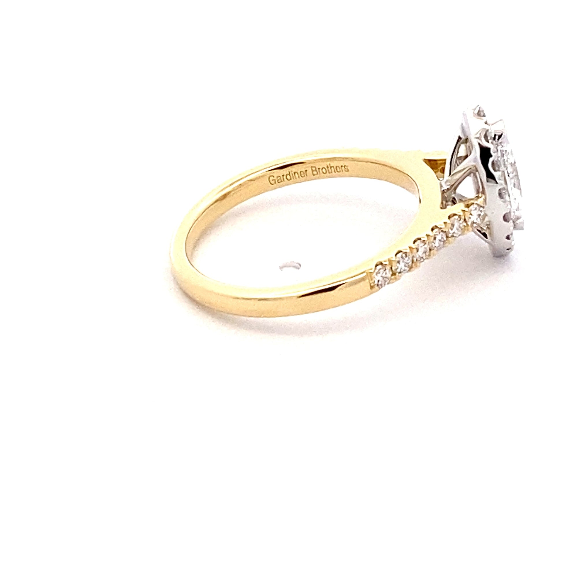 Yellow Gold Marquise Shaped Diamond Halo Cluster Style Ring - 1.05cts Gardiner Brothers