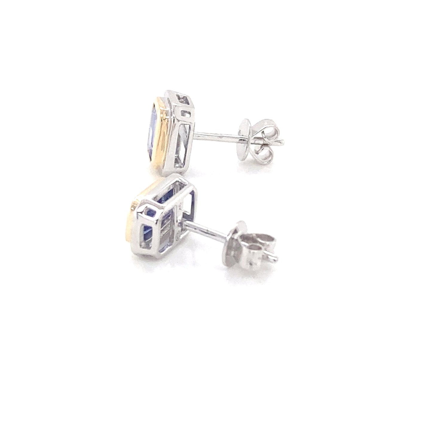 Yellow and White Gold Octagonal Tanzanite Earrings  Gardiner Brothers   