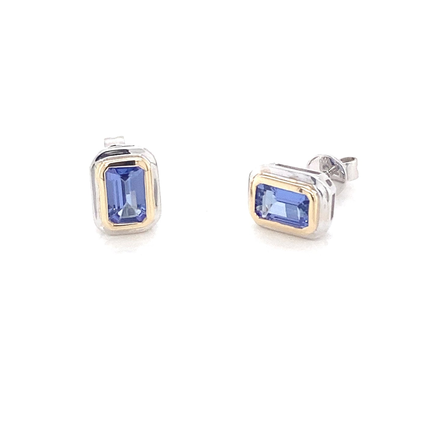 Yellow and White Gold Octagonal Tanzanite Earrings  Gardiner Brothers   