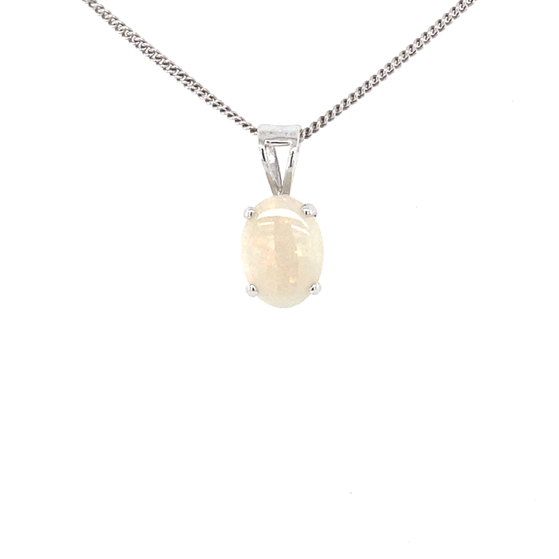 White Gold Opal Solitaire Pendant  Gardiner Brothers   