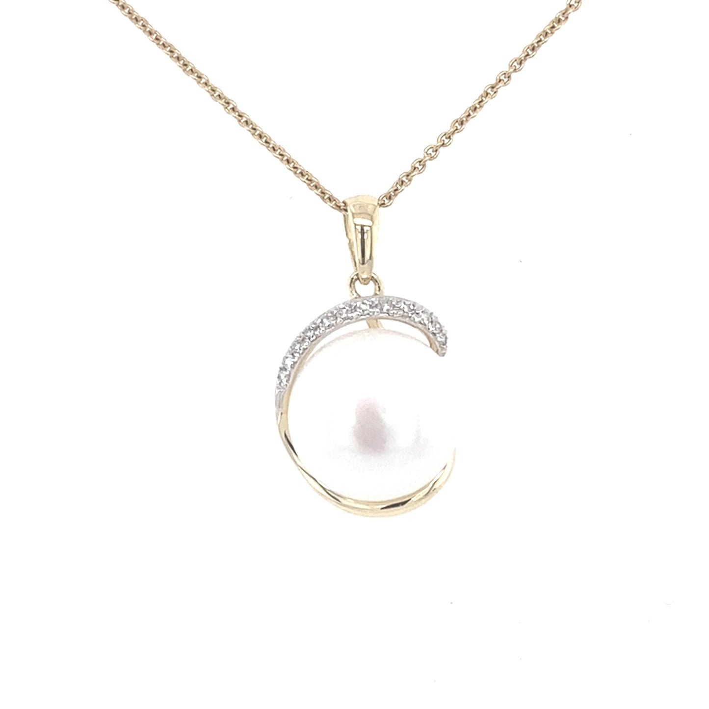 Yellow Gold Pearl and Diamond Fancy Style Pendant  Gardiner Brothers   