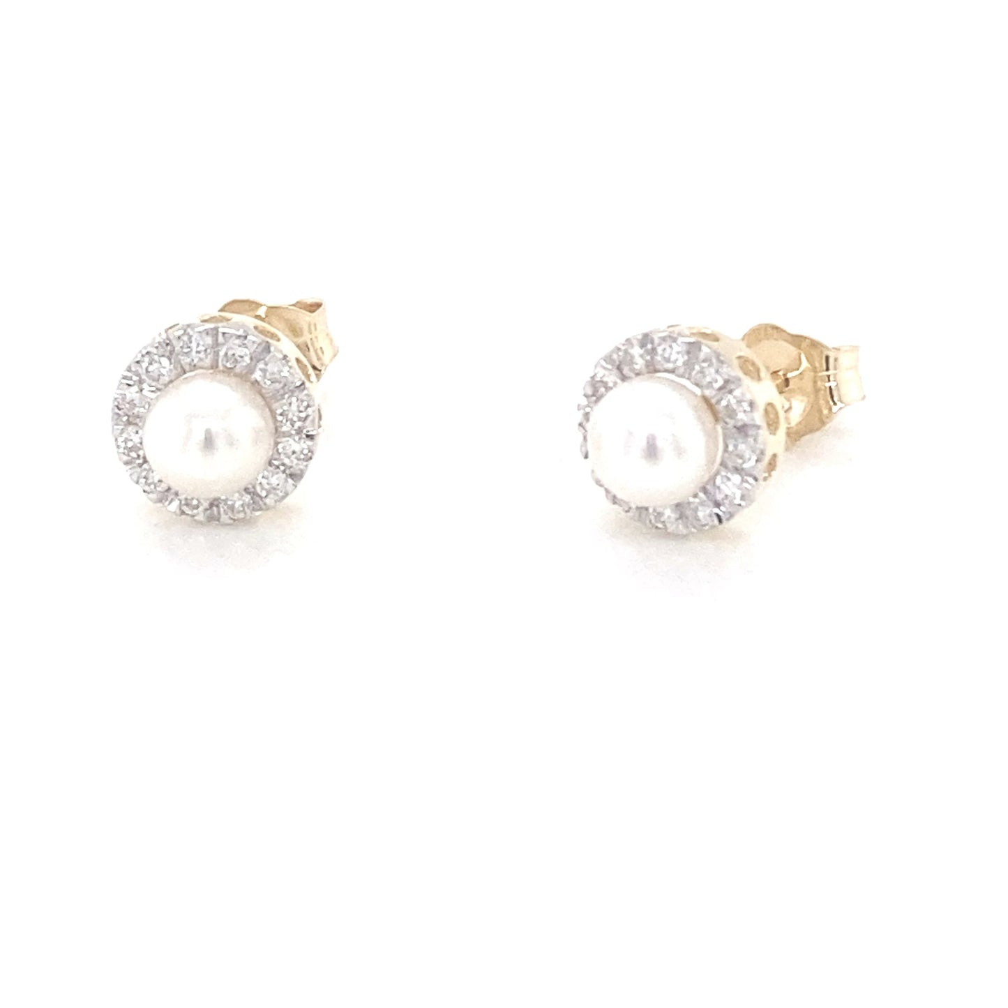 Yellow Gold Pearl and Diamond Halo Earrings  Gardiner Brothers   