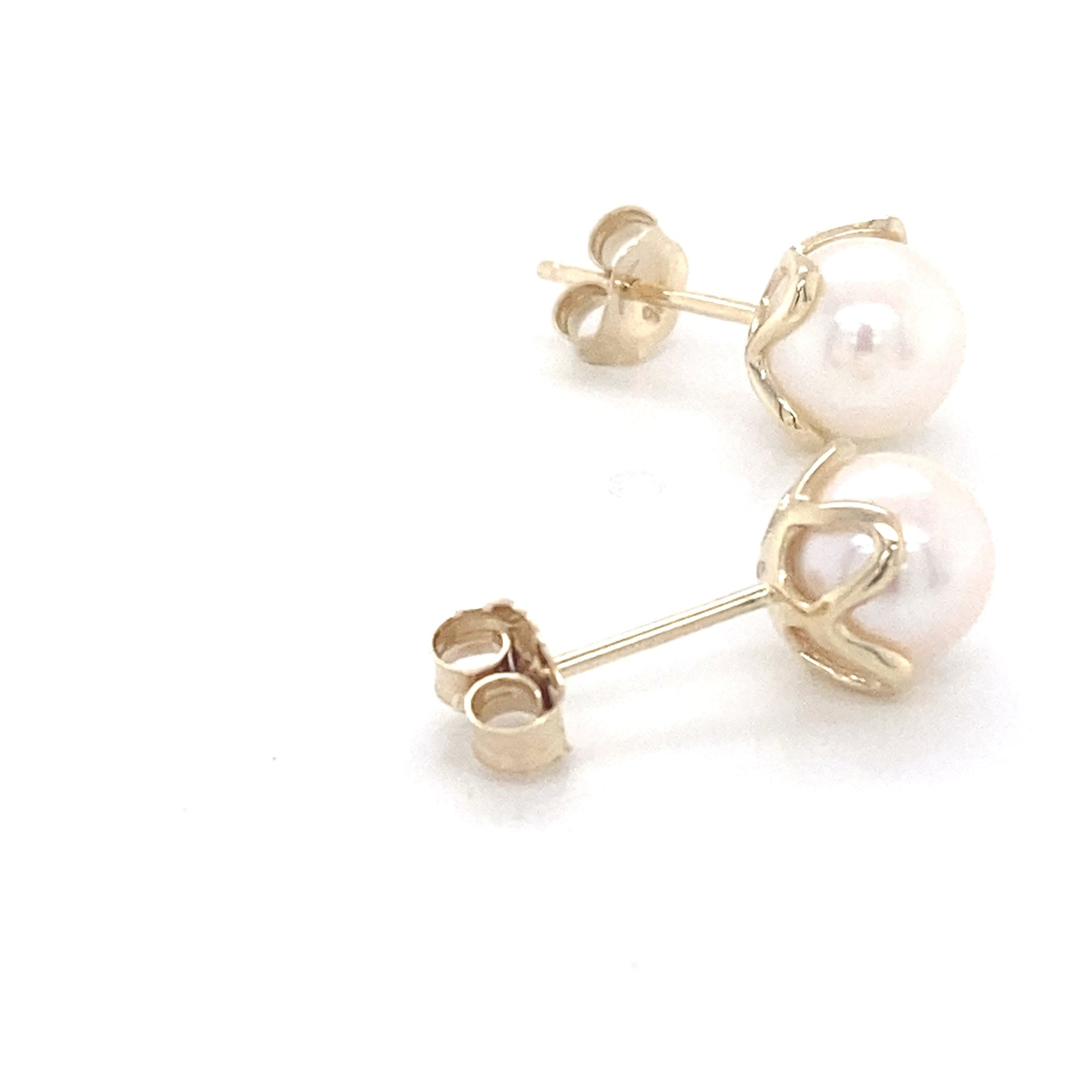 Yellow Gold Flower Style Pearl Earrings  Gardiner Brothers   