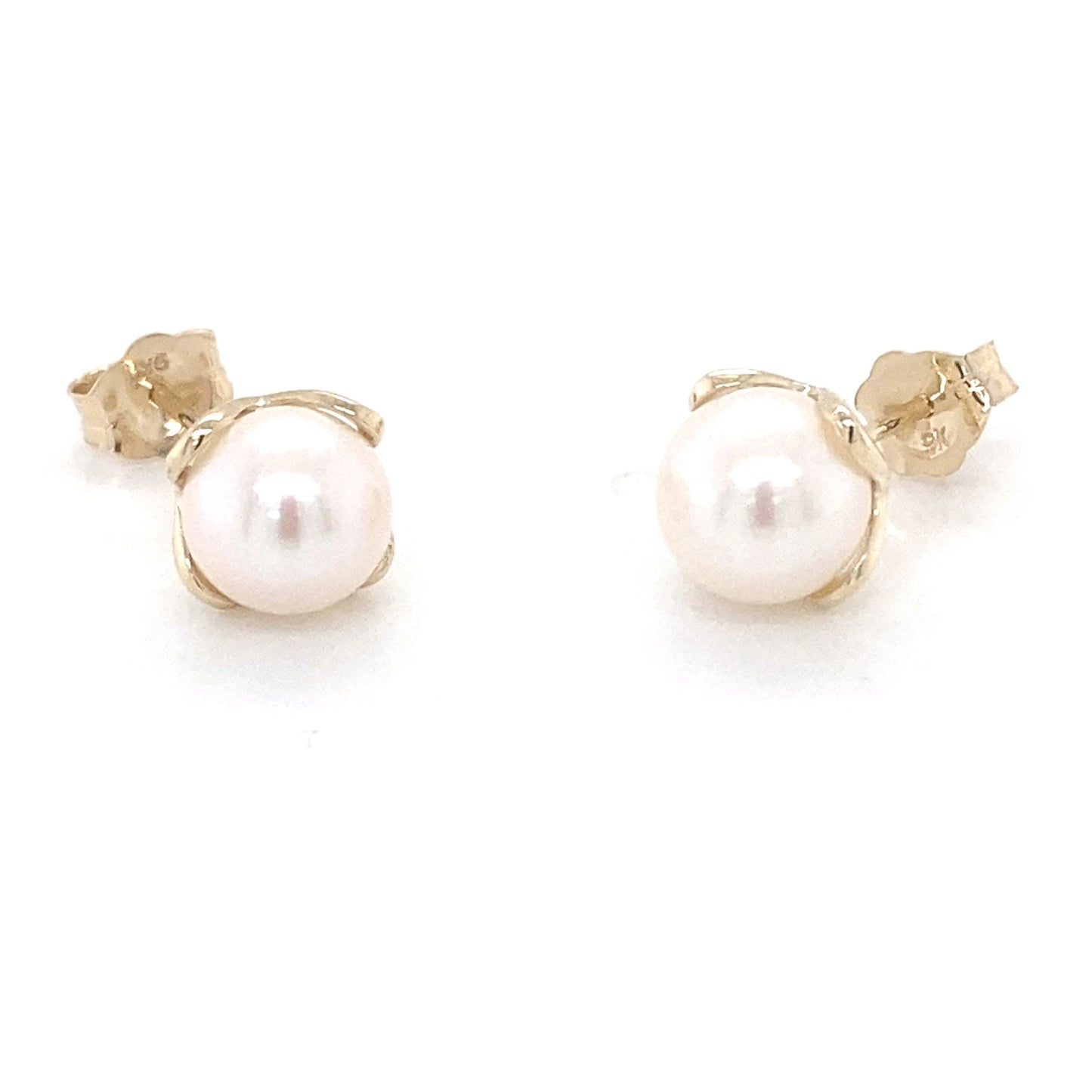 Yellow Gold Flower Style Pearl Earrings  Gardiner Brothers   