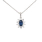 Sapphire and round brilliant cut diamond cluster style pendant  Gardiner Brothers   