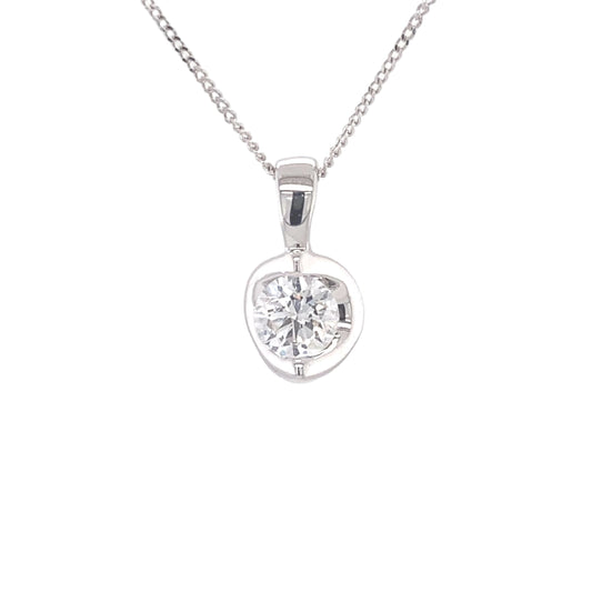 Round Brilliant Cut Diamond Fancy Style Solitaire Pendant - 0.51cts  Gardiner Brothers   