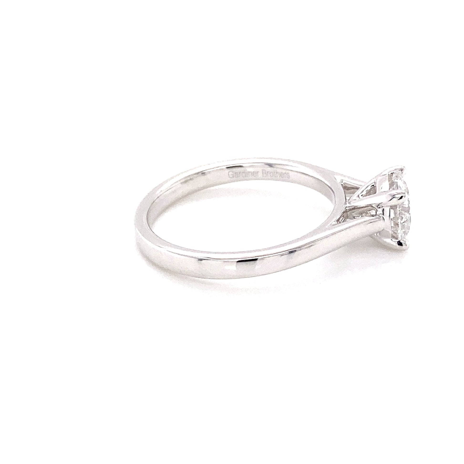 Platinum Round brilliant cut diamond solitaire ring - 1.01cts Gardiner Brothers