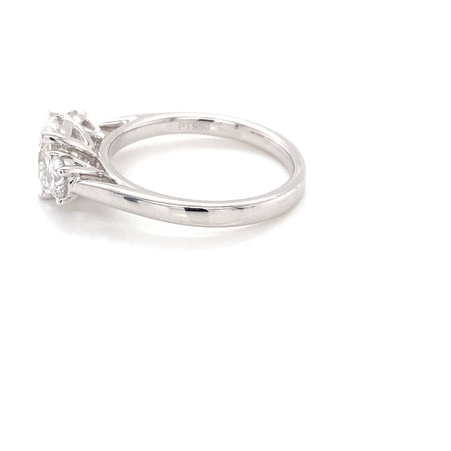 Platinum Cushion and round brilliant cut diamond 3 stone ring - 1.52cts Gardiner Brothers