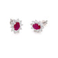 Oval Ruby and round brilliant cut diamond cluster style earrings  Gardiner Brothers   