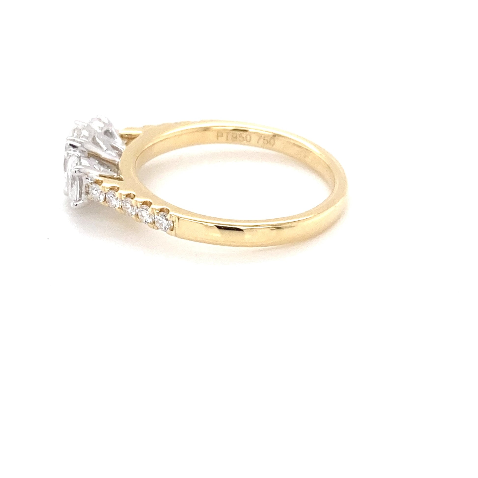 Yellow Gold Oval Shaped Diamond 3 Stone Ring with Diamond set shoulders - 1.11cts Gardiner Brothers
