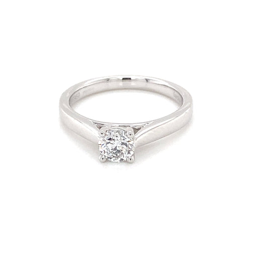 Platinum Round Brilliant cut diamond solitaire ring - 0.50cts Gardiner Brothers