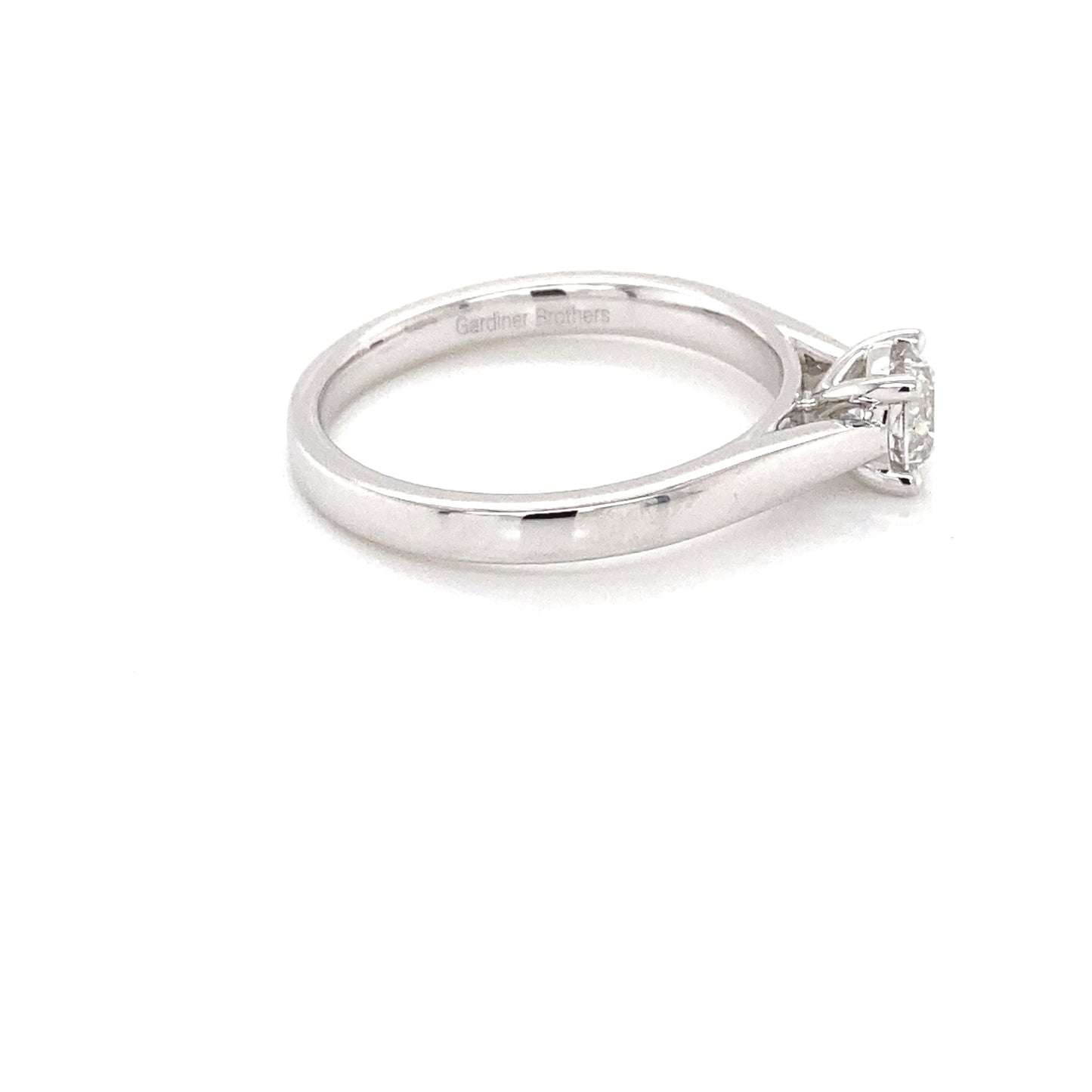 Platinum Round Brilliant cut diamond solitaire ring - 0.50cts Gardiner Brothers