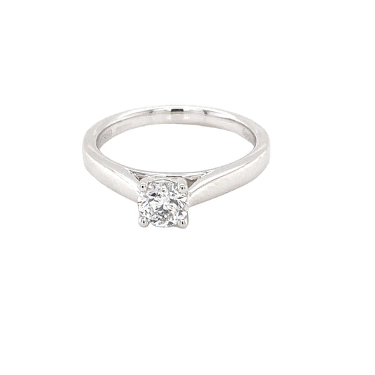 Platinum Round Brilliant cut diamond solitaire ring - 0.50cts Gardiner Brothers