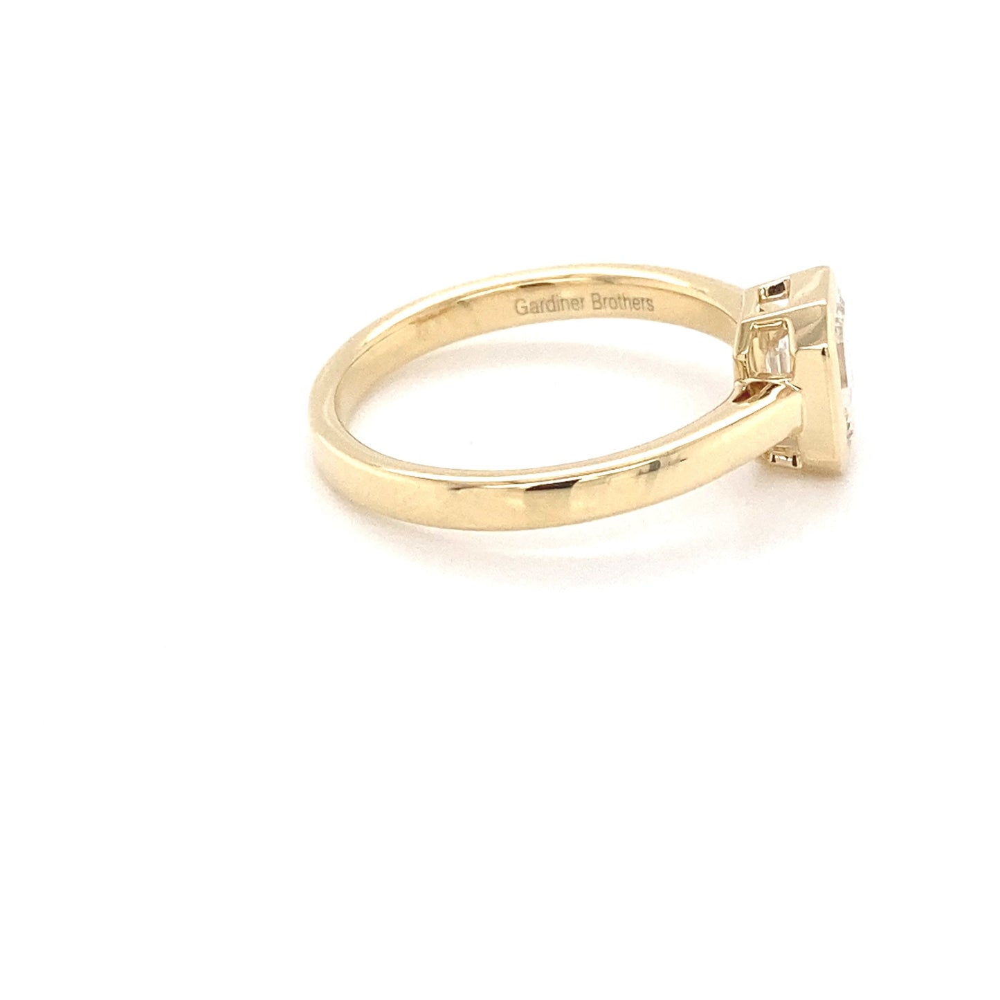 Yellow Gold Emerald Cut Diamond Bezel Set Solitaire Ring - 0.97cts Gardiner Brothers