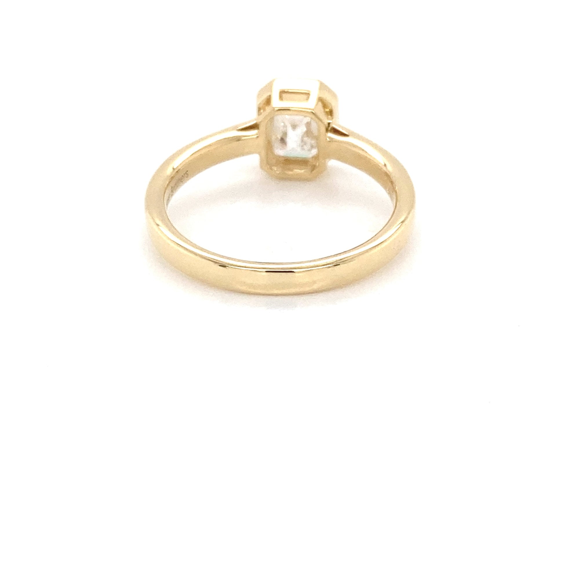 Yellow Gold Emerald Cut Diamond Bezel Set Solitaire Ring - 0.97cts Gardiner Brothers