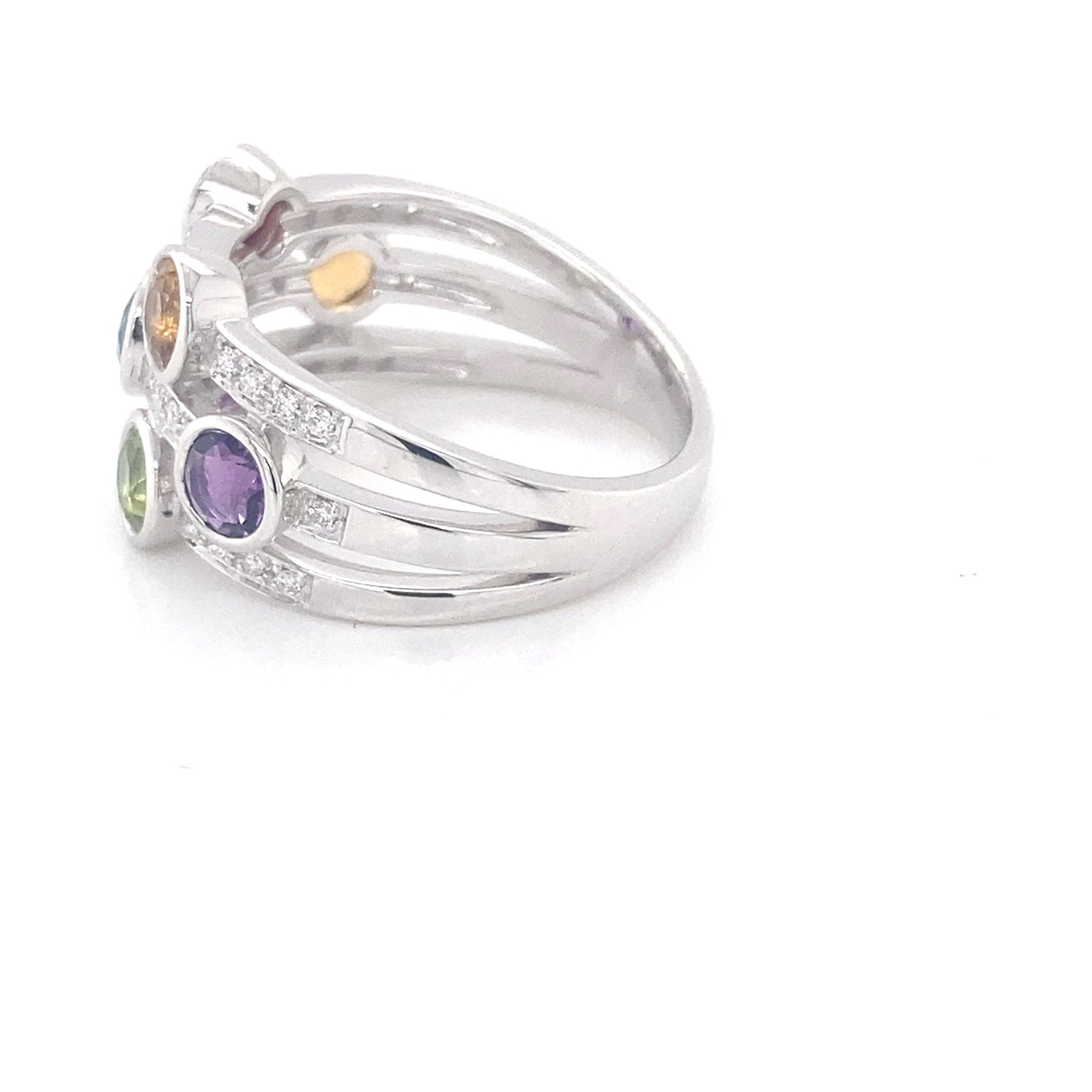 White Gold Multi Gemstone Bubble Style Ring  Gardiner Brothers   