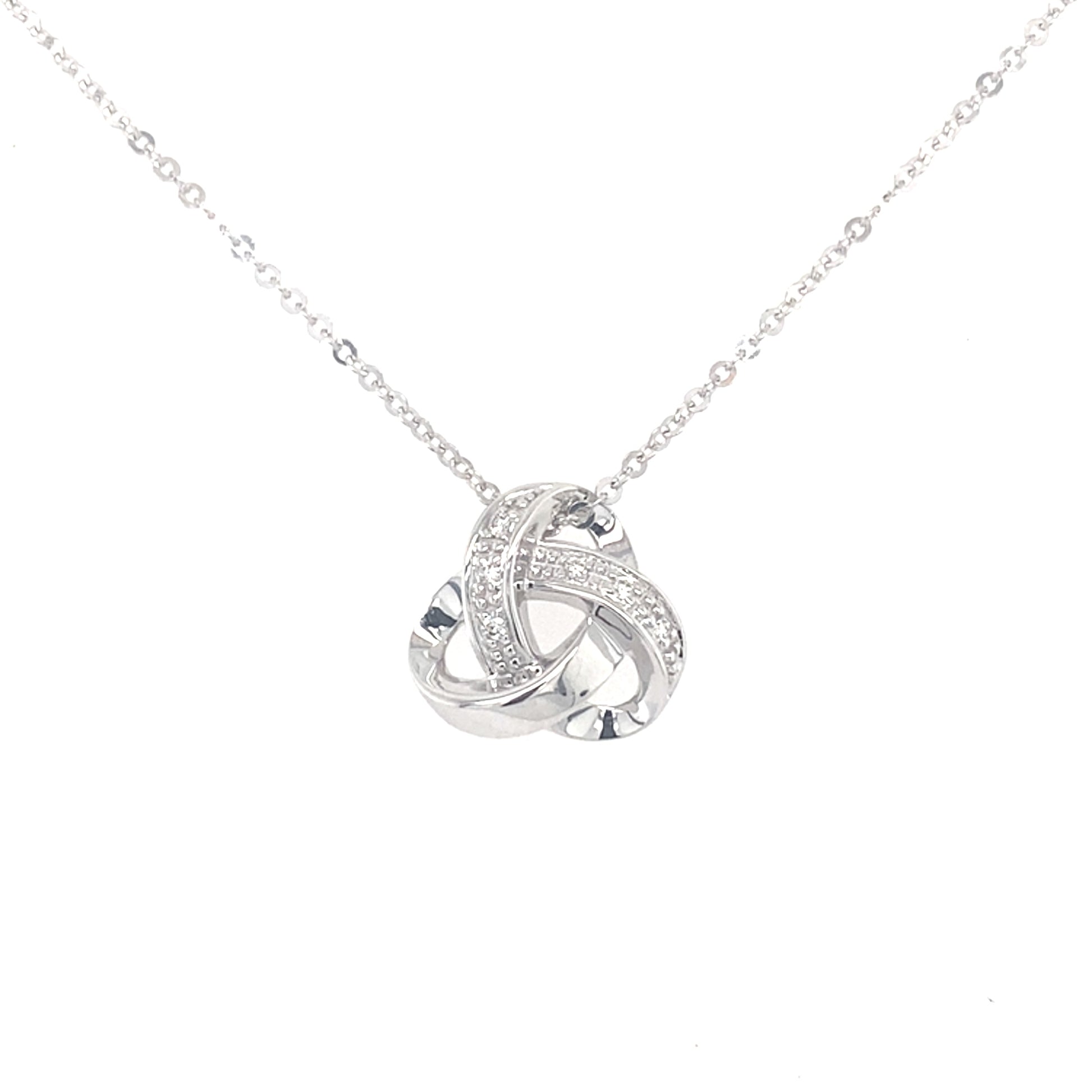 White Gold Diamond Knot Style Pendant  Gardiner Brothers   