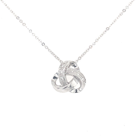 White Gold Diamond Knot Style Pendant  Gardiner Brothers   